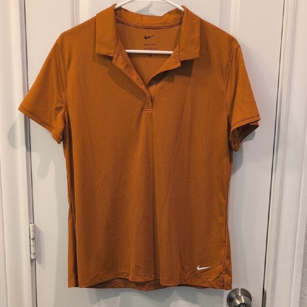 Nike Orange Fitted Polo Dry-fit Short Sleeve Tee